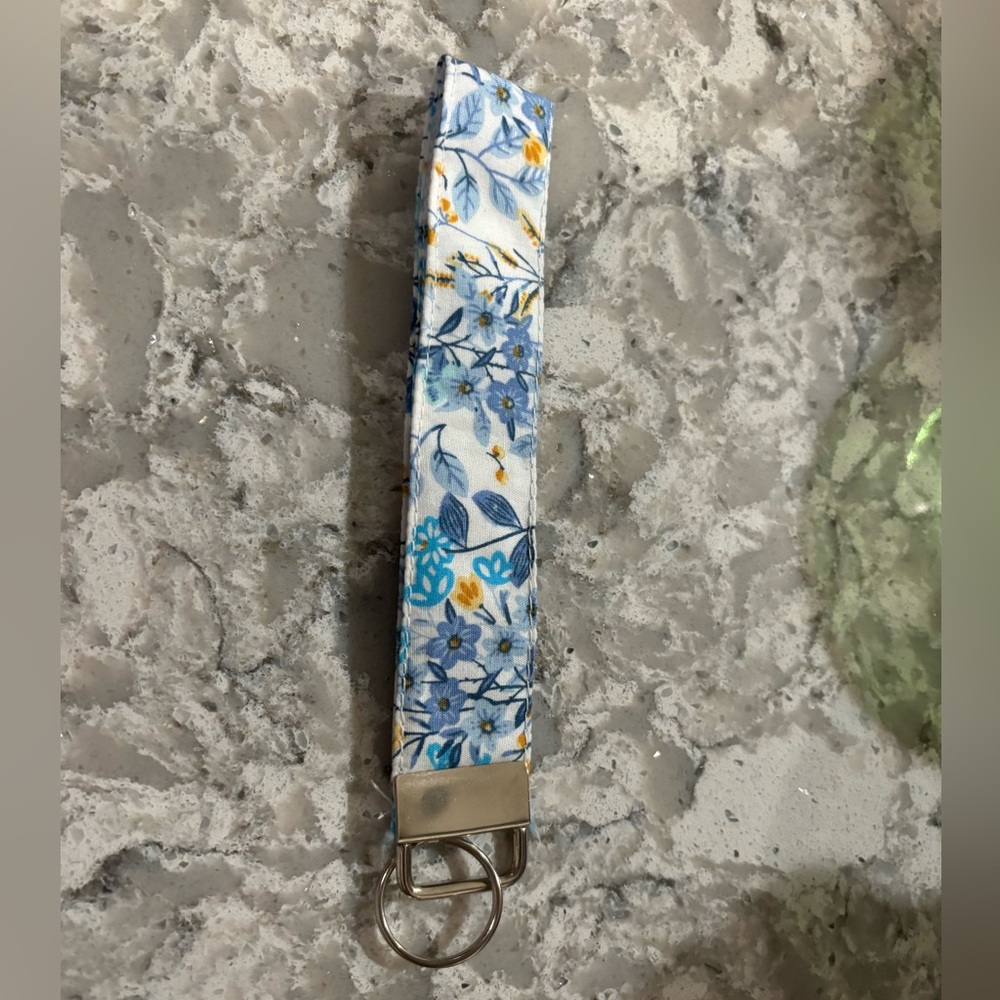 Floral fabric key fob